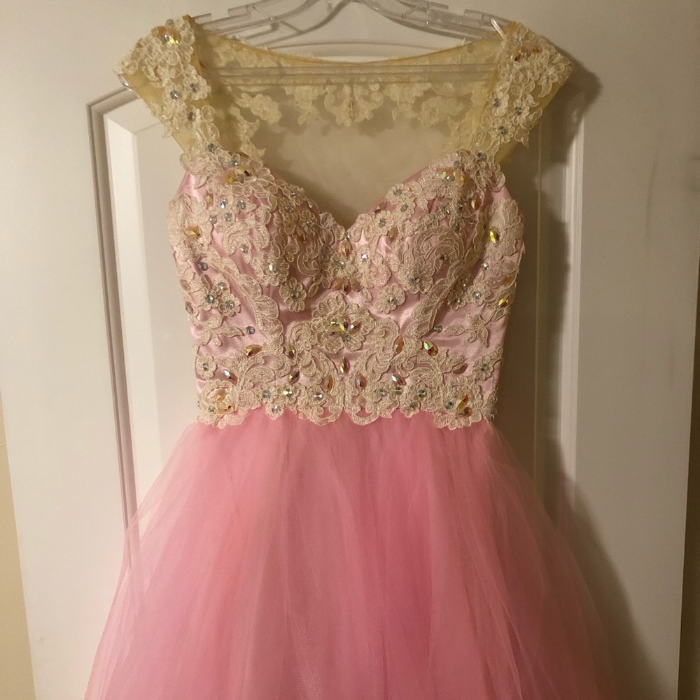 short pink and lacy dress